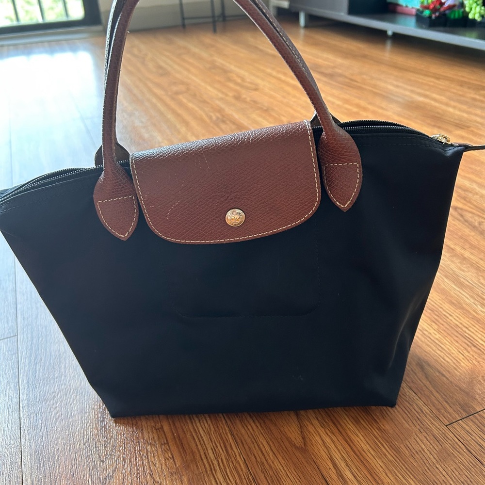 Longchamp Black and Brown Tote Bag